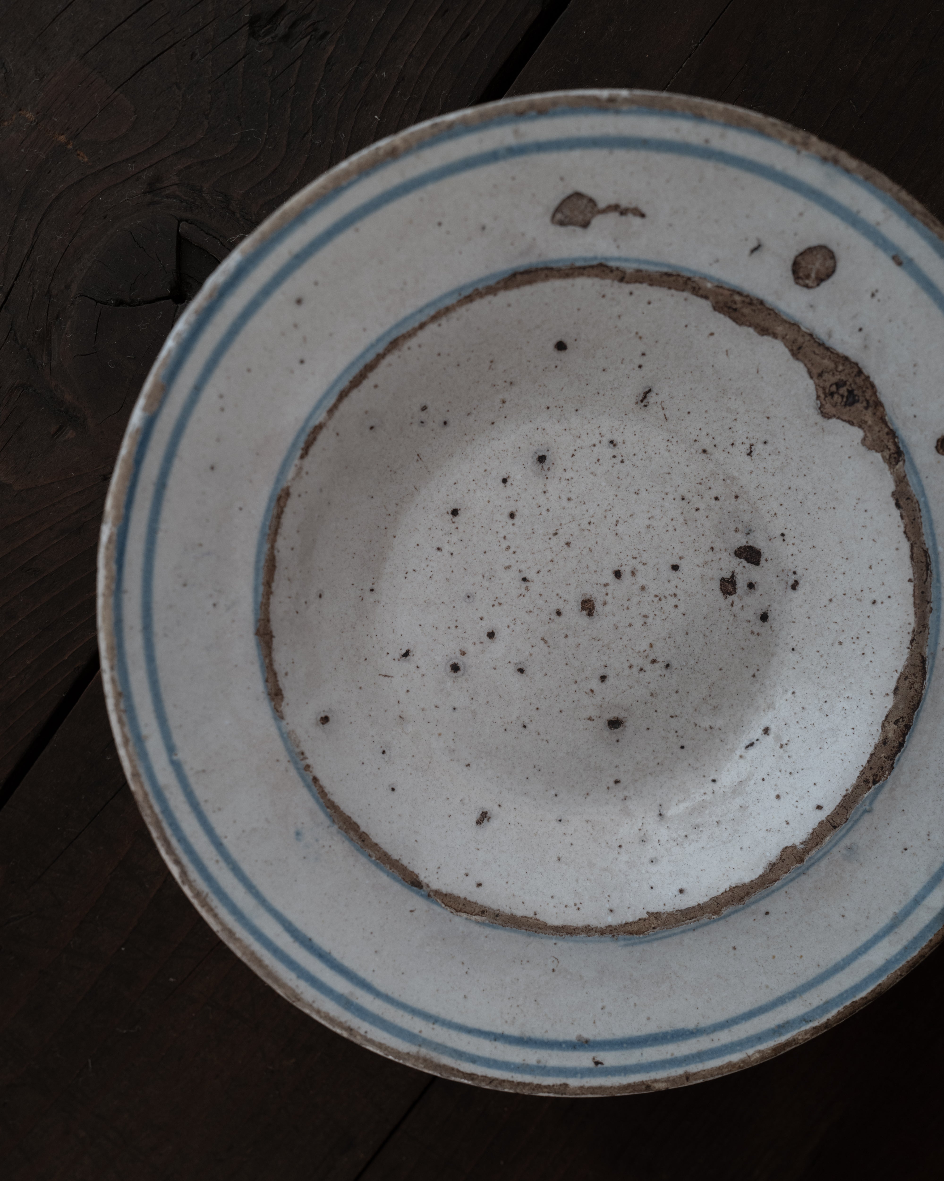  19世紀 イタリア プーリア グロッターリエ 青輪皿 AN-5232, ,- ambiant