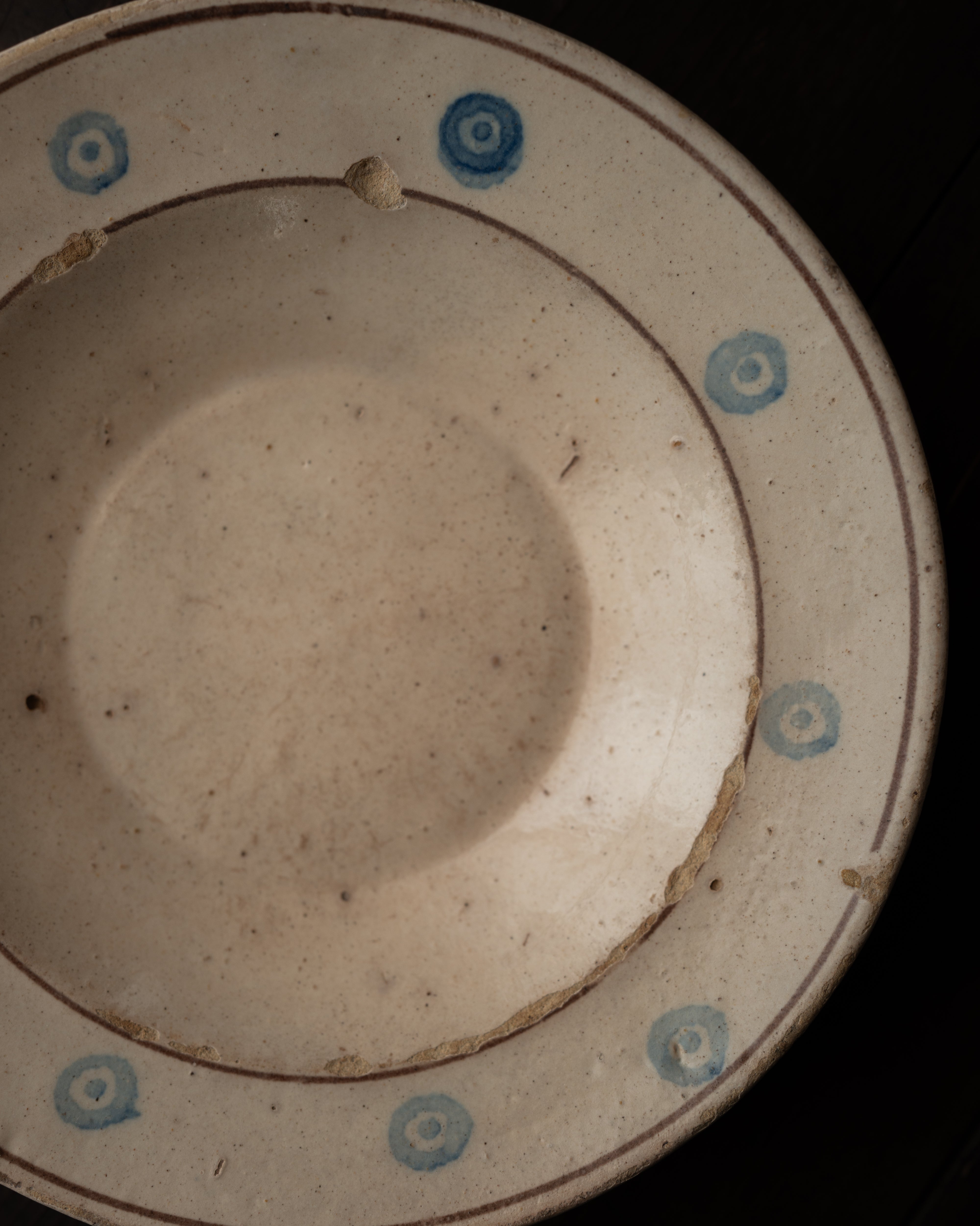 プーリア アンティーク 陶器 青文様皿 イタリア グロッターリエ AN-5200