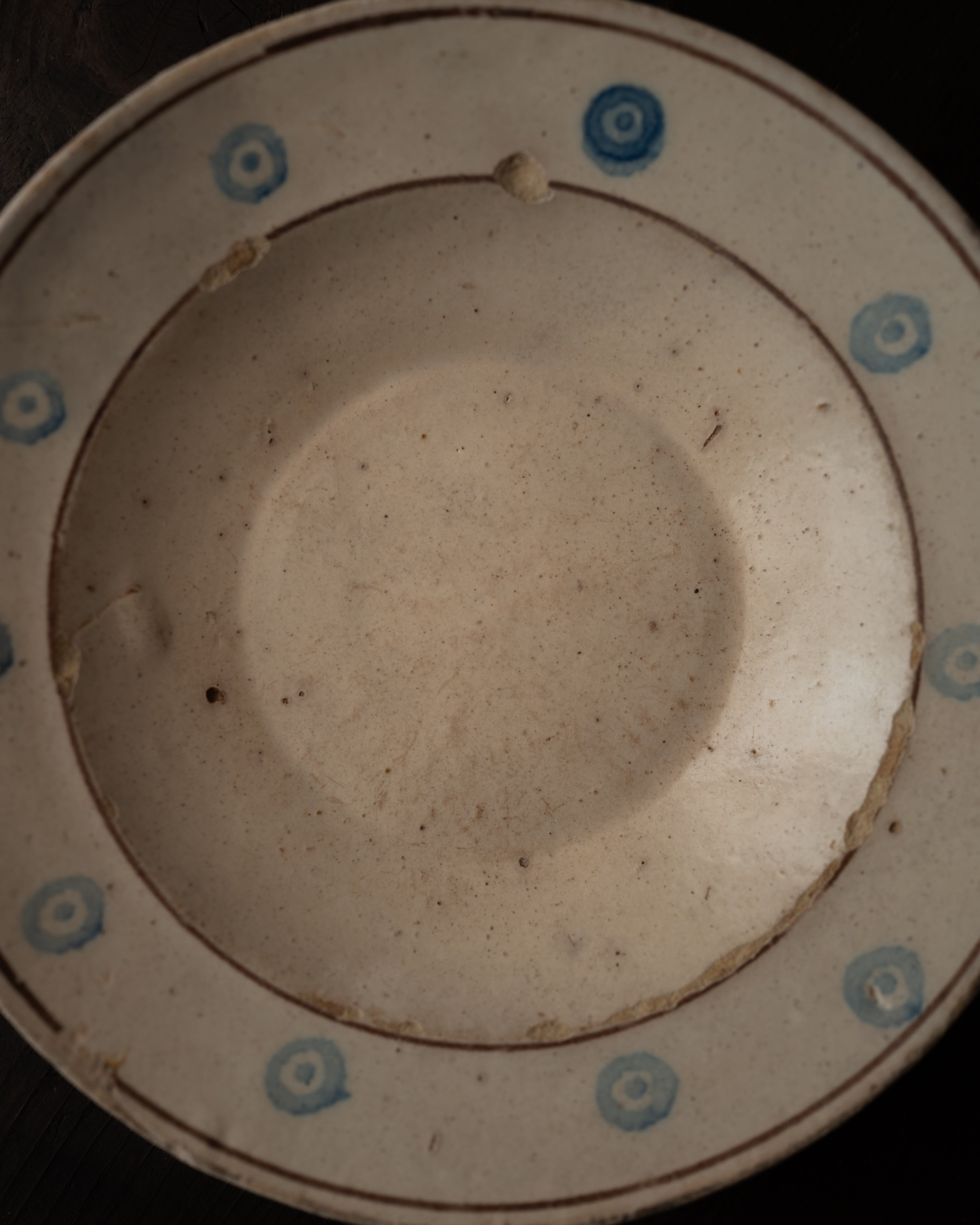 プーリア アンティーク 陶器 青文様皿 イタリア グロッターリエ AN-5200